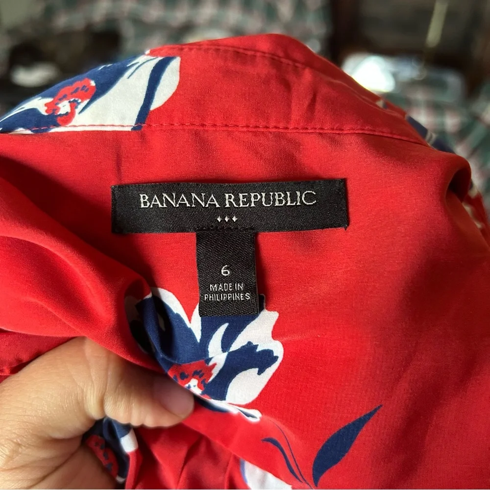 Banana Republic Red Floral Midi Dress - Picture 6 of 8